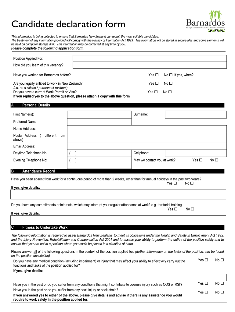 Nz Barnardos Form Fill Online Printable Fillable Blank PdfFiller