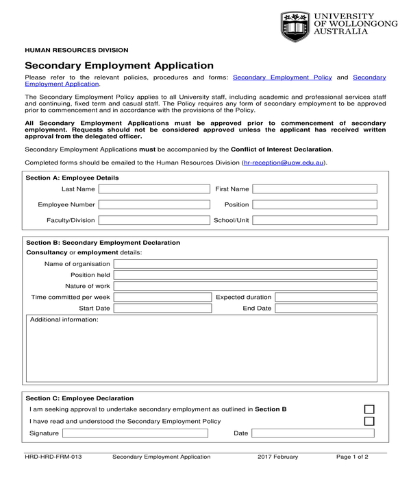 Office Of Secondary Employment EMPLOYMENT HJQ
