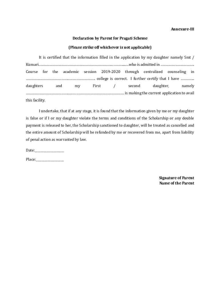 Parents Declaration Form Fill Out And Sign Printable PDF Template 