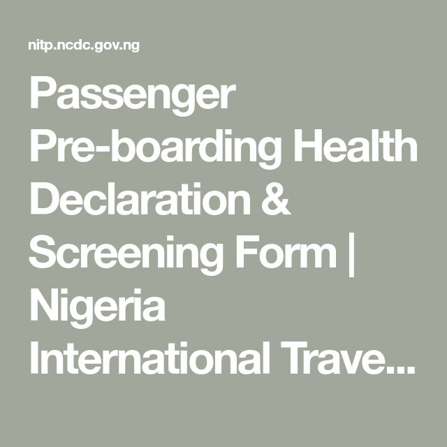 Passenger Pre boarding Health Declaration Screening Form Nigeria