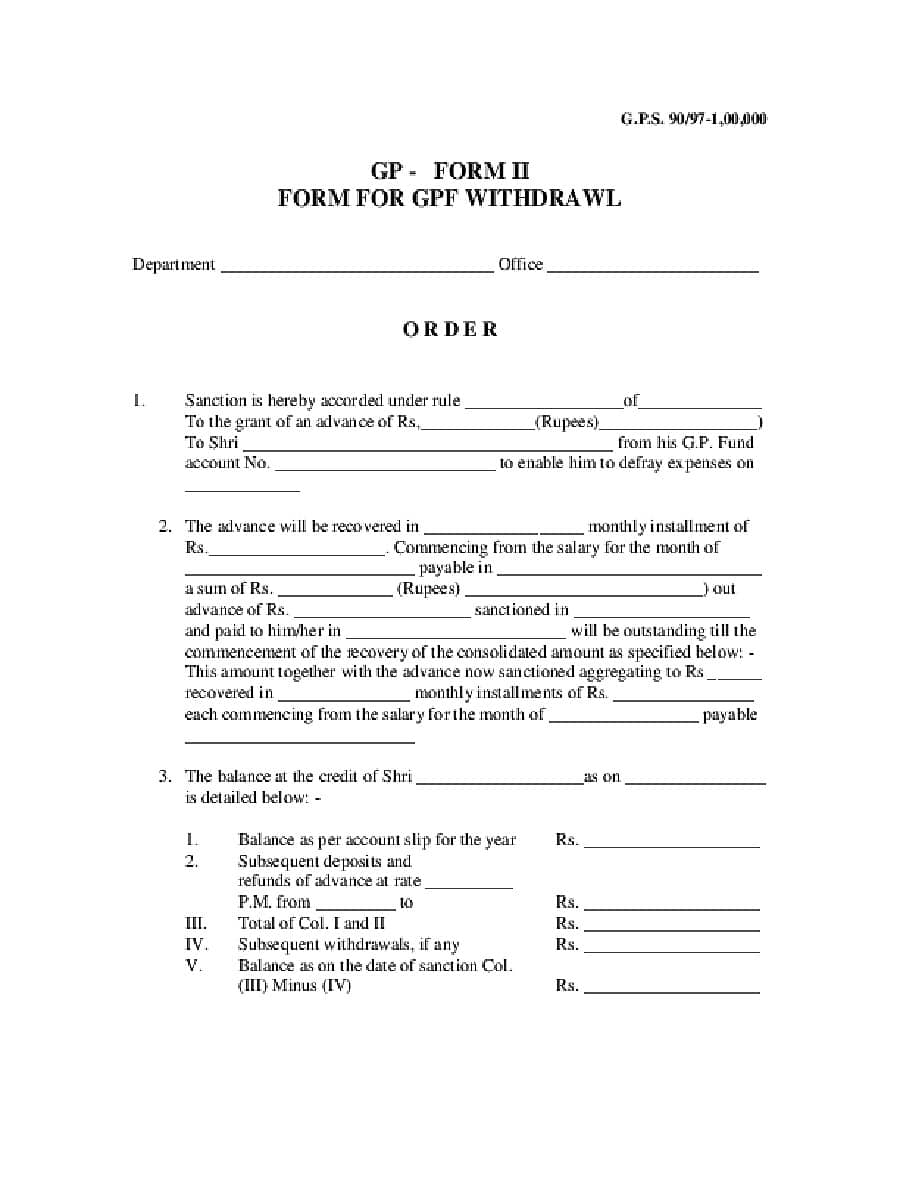 PDF J K Government Provident Fund GPF Withdrawal Form PDF Download