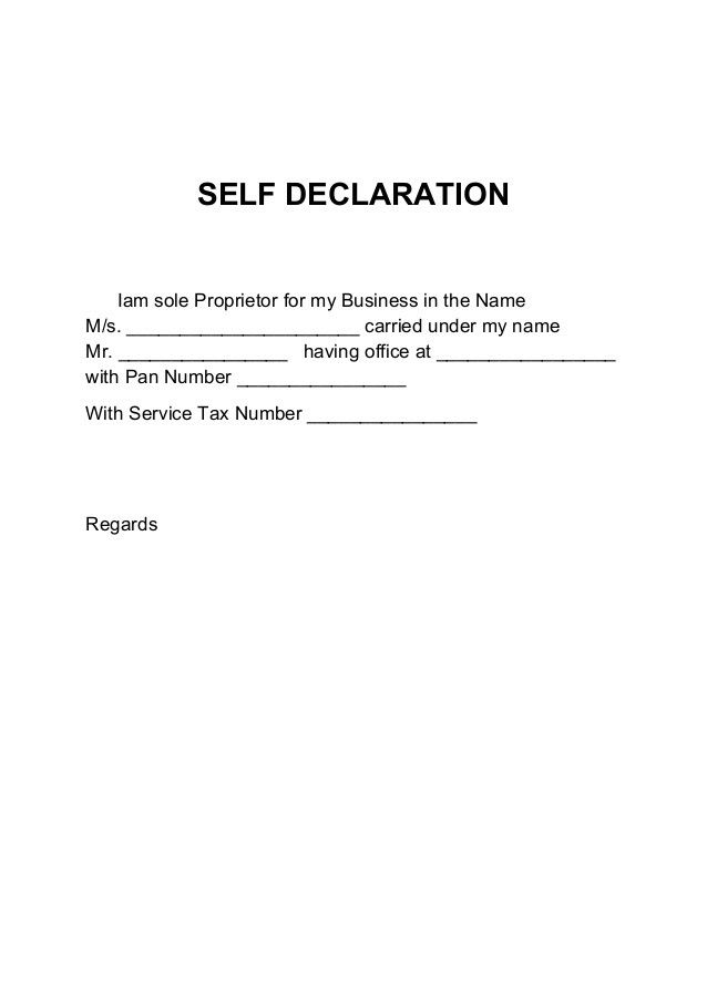 Personal Declaration Letter Self Declaration Form Format For Employment 