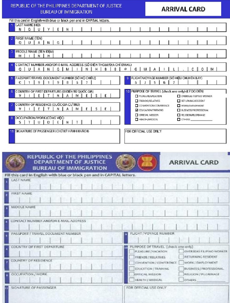 Philippine Customs Declaration Form