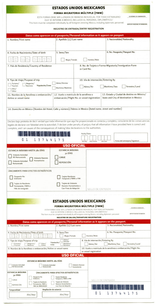 Printable Mexican Immigration Form Printable Blank World