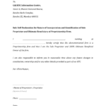 Properitorship Self Declaration To Be Printed On Firm s Letterhead