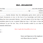 Self Declaration Form Pdf Self Declaration Format