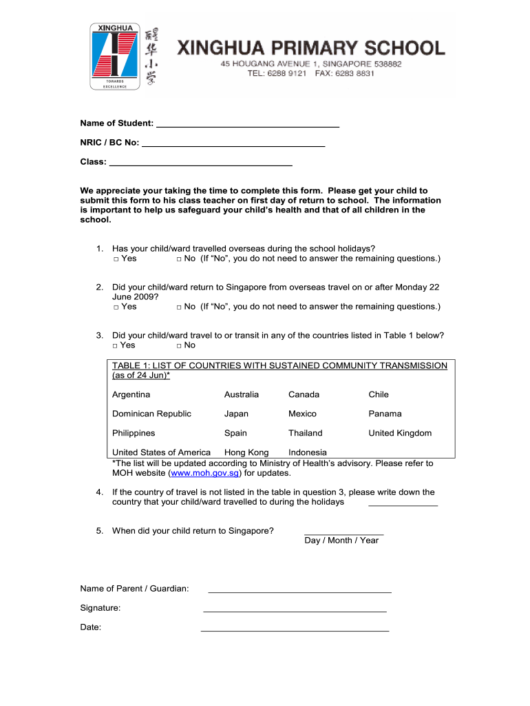 Travel Declaration Form Moh Fill Out Sign Online DocHub