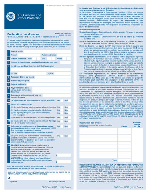 Us Customs Form 6059b Fillable Printable Forms Free Online