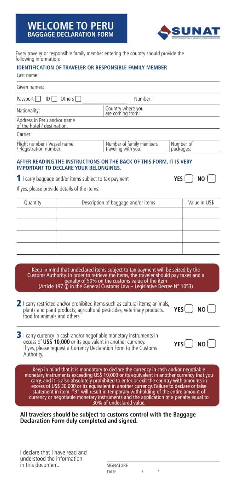 What Do You Have To Declare On Airport Customs Declaration Form